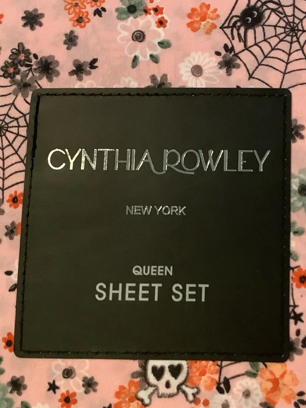 Cynthia Rowley Boho Floral Web Halloween Queen Sheet Set New